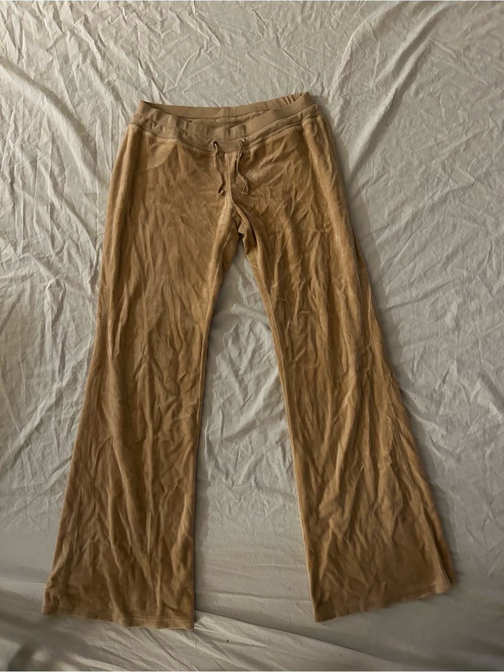 Wide-Leg Drawstring Track Pants in Camel